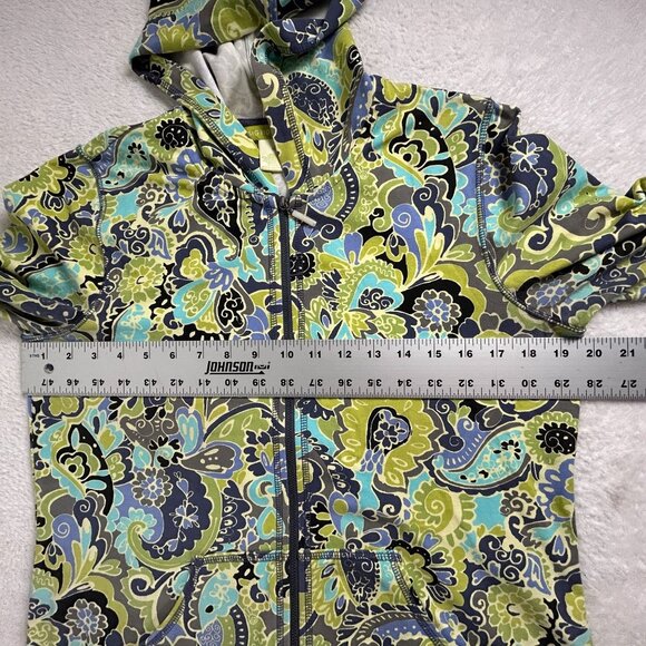 Sigrid Olsen Womens Paisley Zip-Up Hoodie Jacket Medium Green Stretch Pockets - Picture 6 of 7